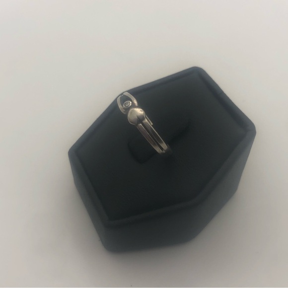 vtg Sterling Silver Heart & Loop Cz Stone Ring Sz 5.25 - Picture 8 of 11